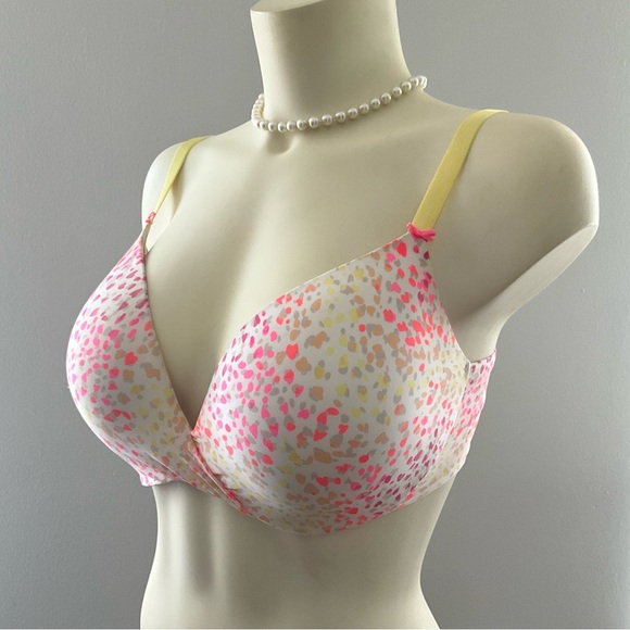 Victoria's Secret Other - Victoria's Secret Plunge 36DD  Padded Underwire Pink and Yellow Patterned Bra